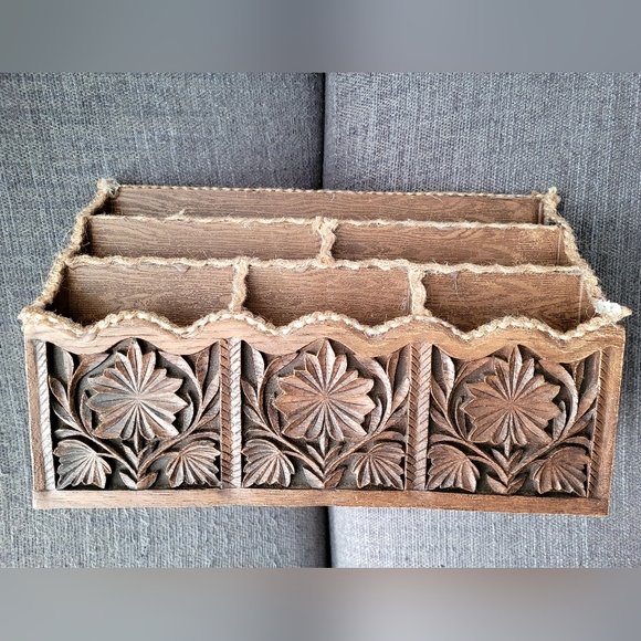 Lerner Other - Vtg Lerner Caddy Handmade Carved PVC Desktop Letter Holder Mail Organizer 7x12